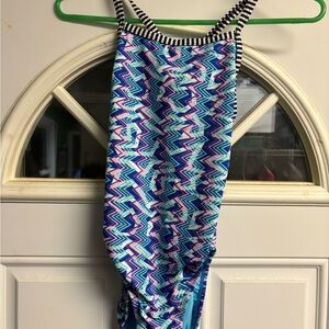 Dolfin Girls One-Piece Swimsuit in Blue, Pink, Teal